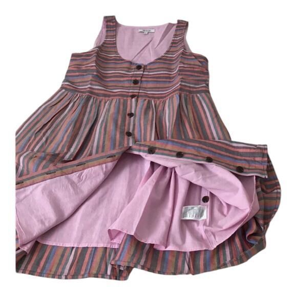 Madewell Scoopneck Tank Shirt Dress in Rainbow Stripe button down cotton size M - Picture 11 of 13